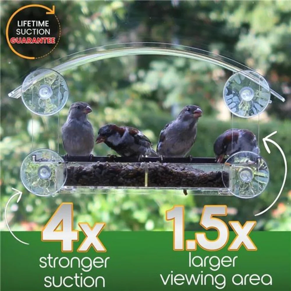 Window Bird Feeder with Strong Suction Cups - (Upgraded 2025 Model) Clear